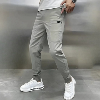 Cargohose für Herren - Slim Fit Stretch Sommerstoffhosen Mit Taschen