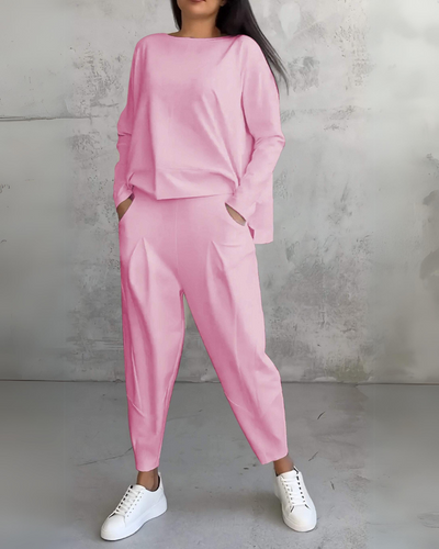 Damen Sommer Loungewear Set – Leichter Oversized Zweiteiler mit Pullover & Hose in Premium Qualität