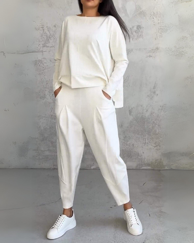 Damen Sommer Loungewear Set – Leichter Oversized Zweiteiler mit Pullover & Hose in Premium Qualität