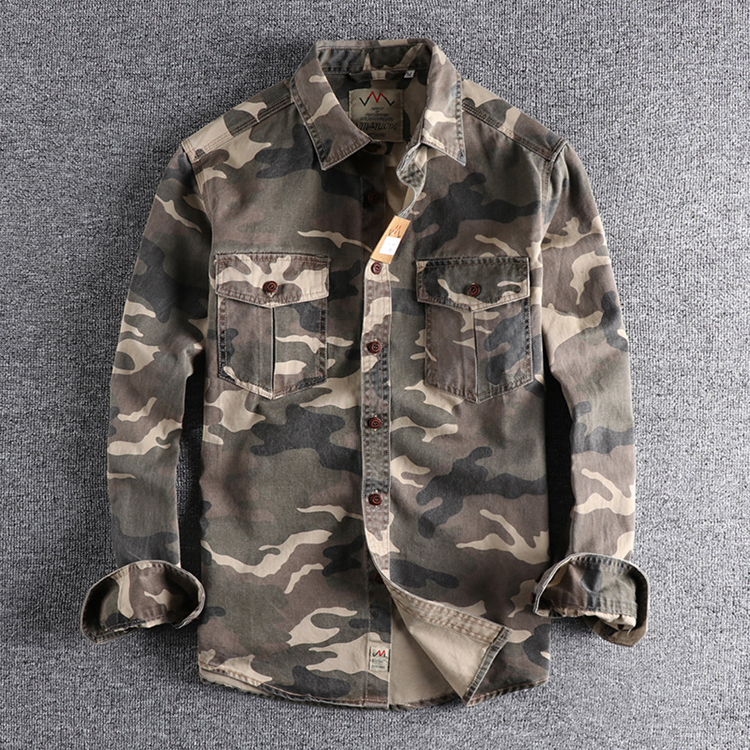Robustes Herren langarm Hemd in Camouflage Optik