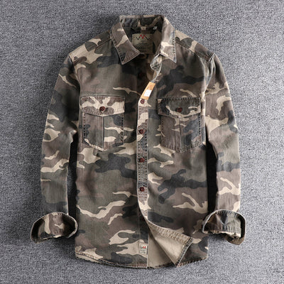 Robustes Herren langarm Hemd in Camouflage Optik