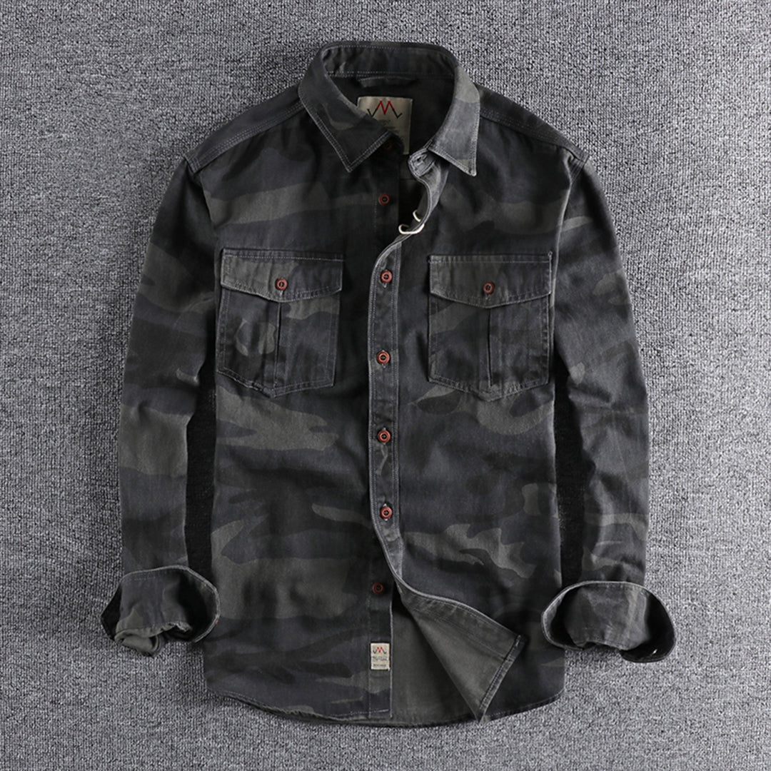 Robustes Herren langarm Hemd in Camouflage Optik