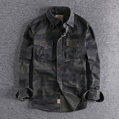 Robustes Herren langarm Hemd in Camouflage Optik