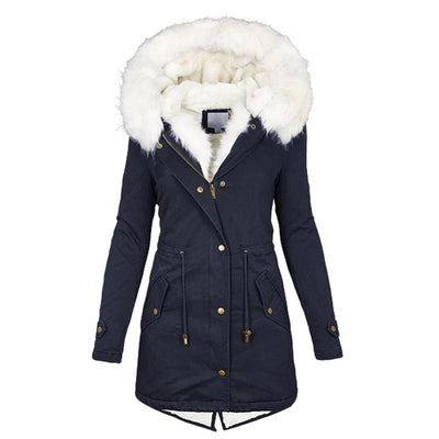 Winterjacke mit Kapuze und warmem Innenfutter für Frauen