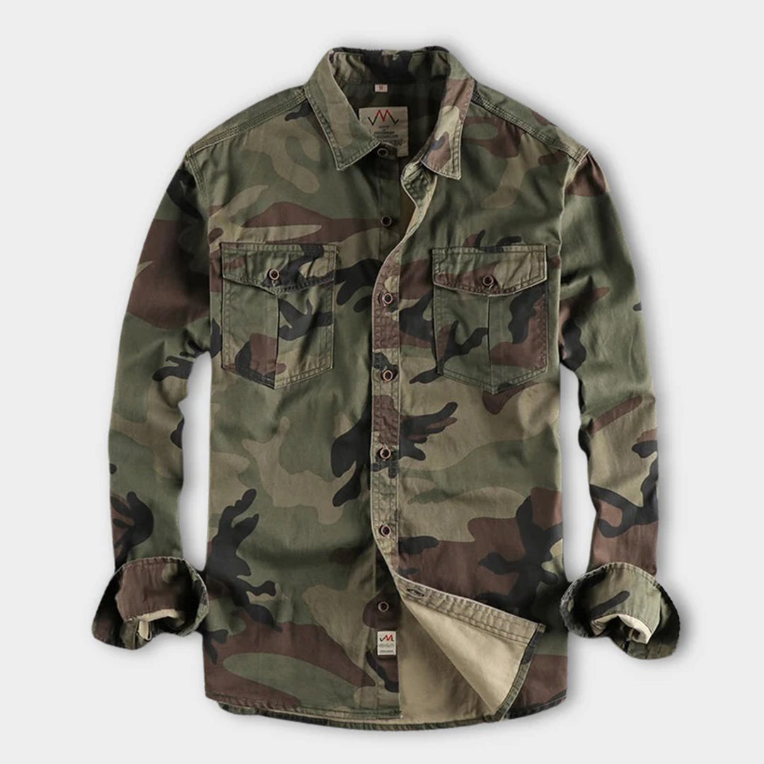 Robustes Herren langarm Hemd in Camouflage Optik