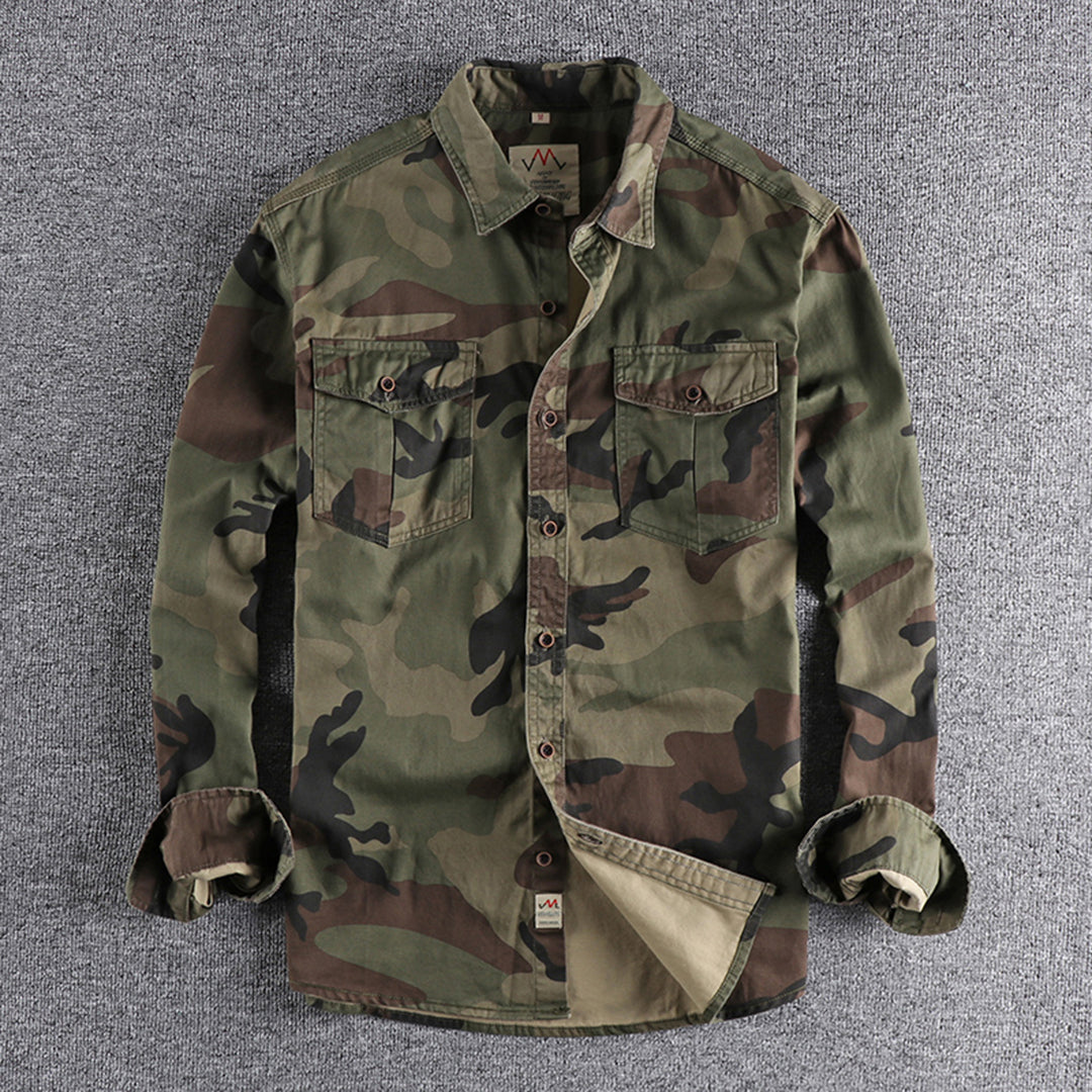 Robustes Herren langarm Hemd in Camouflage Optik