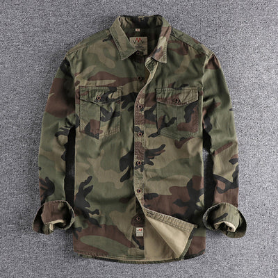 Robustes Herren langarm Hemd in Camouflage Optik