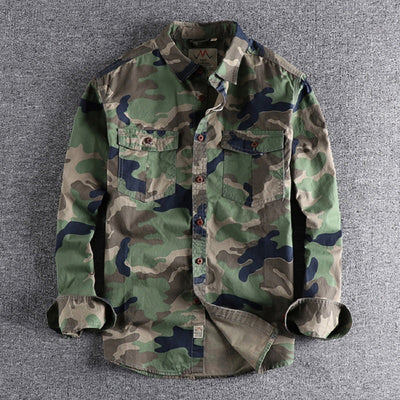 Robustes Herren langarm Hemd in Camouflage Optik