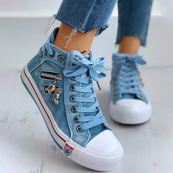 Mirella Sommerliche Sterne Sneaker | Bequeme Damen Freizeitschuhe mit ergonomischem Fußbett