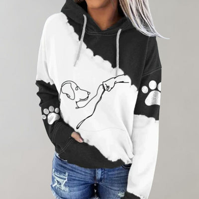 Tie-dye Kapuzenpulli mit Pfotenprint für Frauen