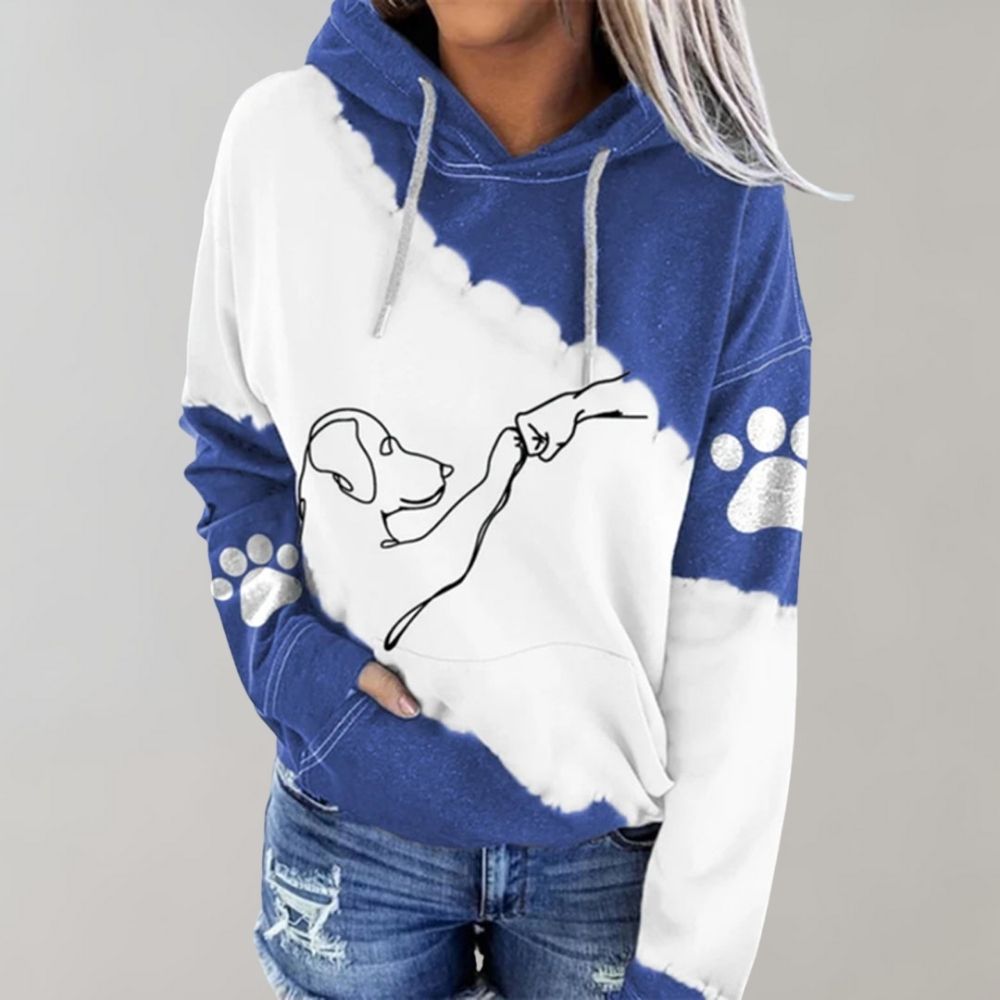 Tie-dye Kapuzenpulli mit Pfotenprint für Frauen