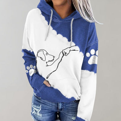 Tie-dye Kapuzenpulli mit Pfotenprint für Frauen
