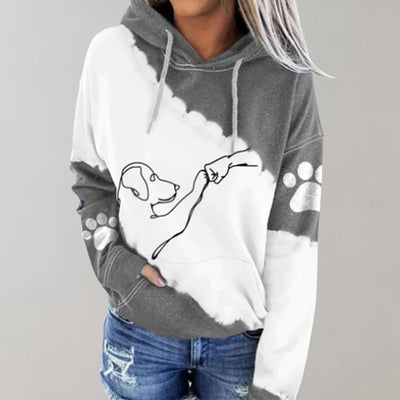 Tie-dye Kapuzenpulli mit Pfotenprint für Frauen
