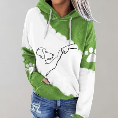 Tie-dye Kapuzenpulli mit Pfotenprint für Frauen