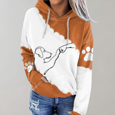 Tie-dye Kapuzenpulli mit Pfotenprint für Frauen