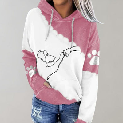 Tie-dye Kapuzenpulli mit Pfotenprint für Frauen