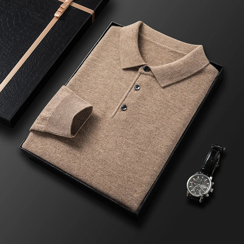 Herren Luxus Cashmere Polo Pullover