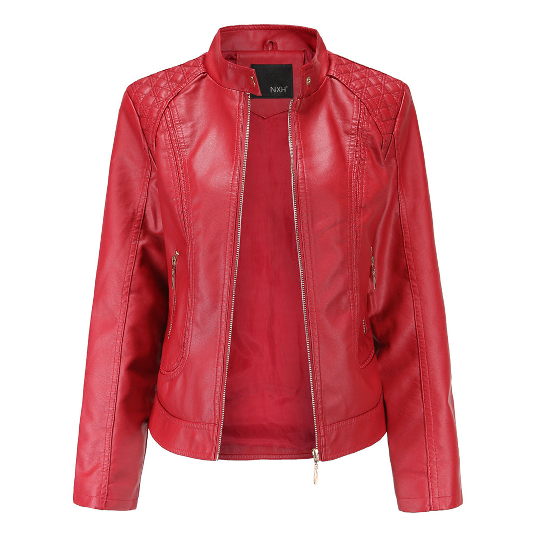 Schicke Lederjacke im Moto-Stil für Damen