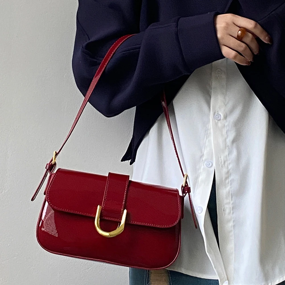 Augustyn Schultertasche | Sommerliche Retro rote Lederschultertasche