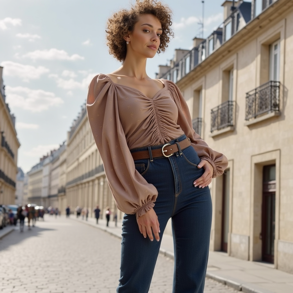 Elegantes Crop-Top | Transparente Ärmel & Raffung | Feminin & Modern