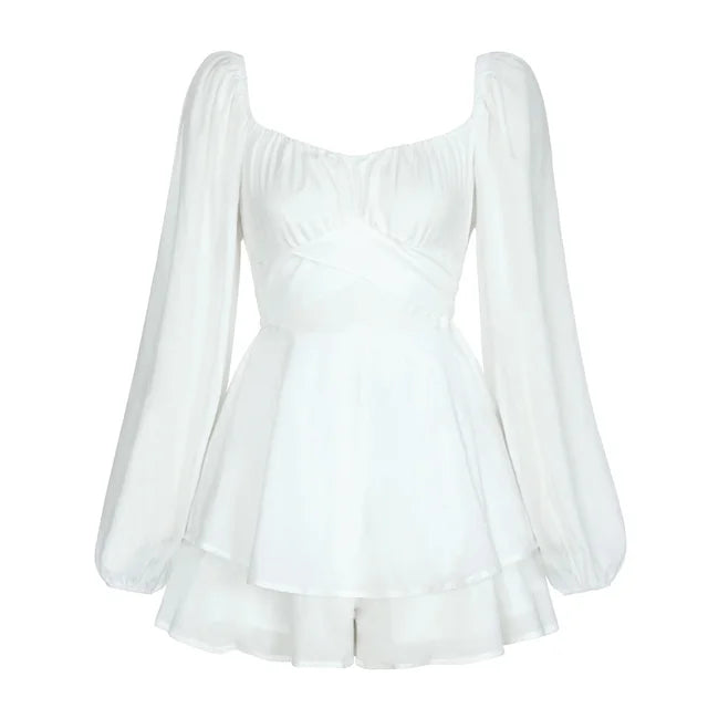 Vanessa | Rüschen Traum langen Ärmeln Minikleid