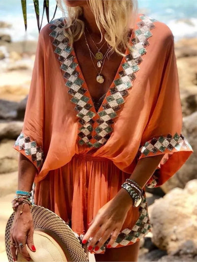 Jasmin Sommer-Jumpsuit | Leichter Strand-Short-Jumpsuit im Boho-Stil