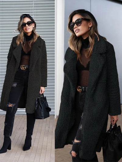Lange Flauschige Winterjacke für Frauen