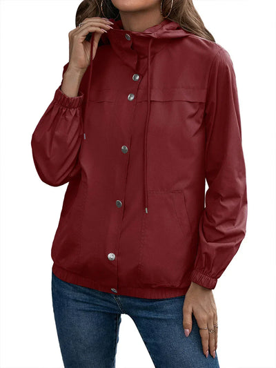 Damen Kapuze Wasserdichter Trenchcoat | Langarm