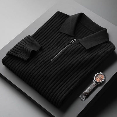 Eleganter Rippenstrick-Polopullover für Herren