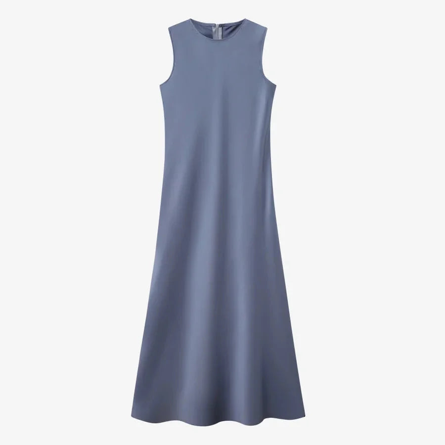 Elegantes Satinkleid - Stricktop-Kombinationsset