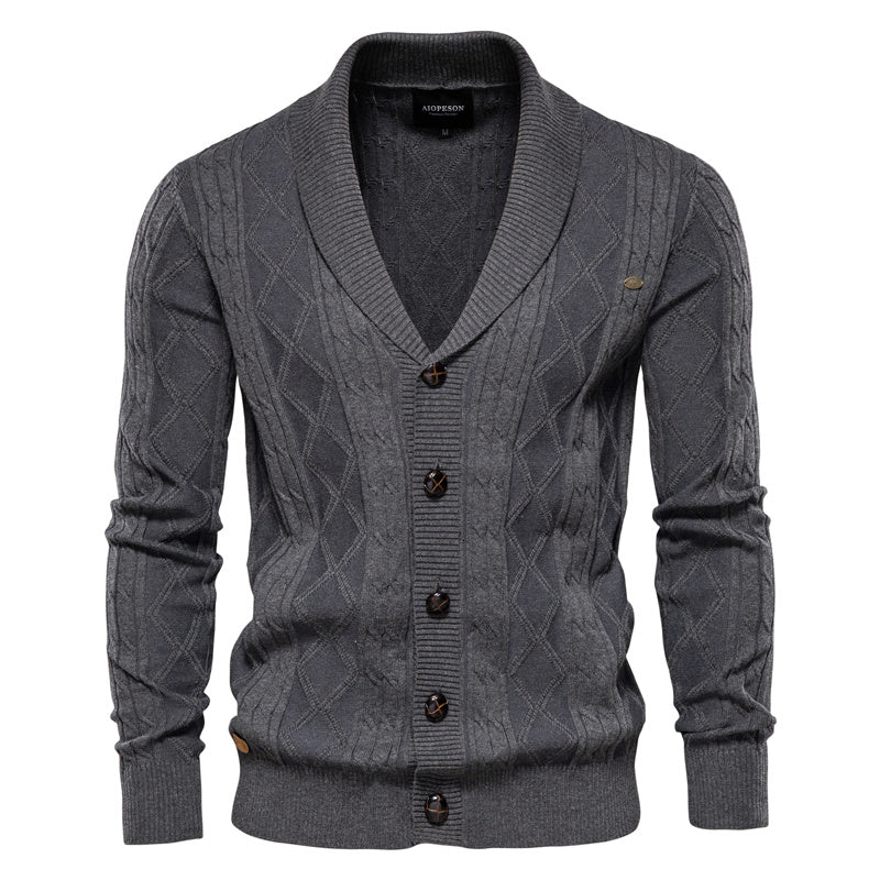 Strickjacke mit V-Ausschnitt und Zopfmuster für Herren