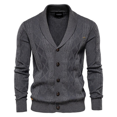 Strickjacke mit V-Ausschnitt und Zopfmuster für Herren
