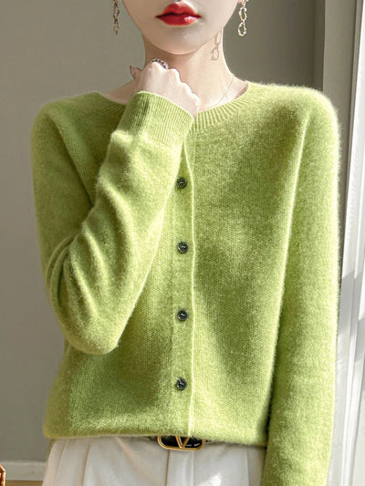 Gekürzte Strickjacke mit Knopfleiste für Frauen