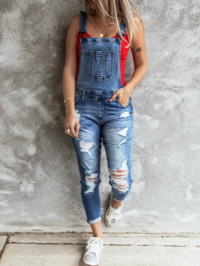 Amanda Sommer-Denim-Romper | Stylischer, moderner Jeans-Romper für Damen mit Löchern