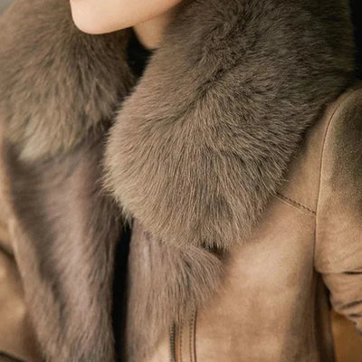 Vintage Wildlederjacke mit Pelz für Damen