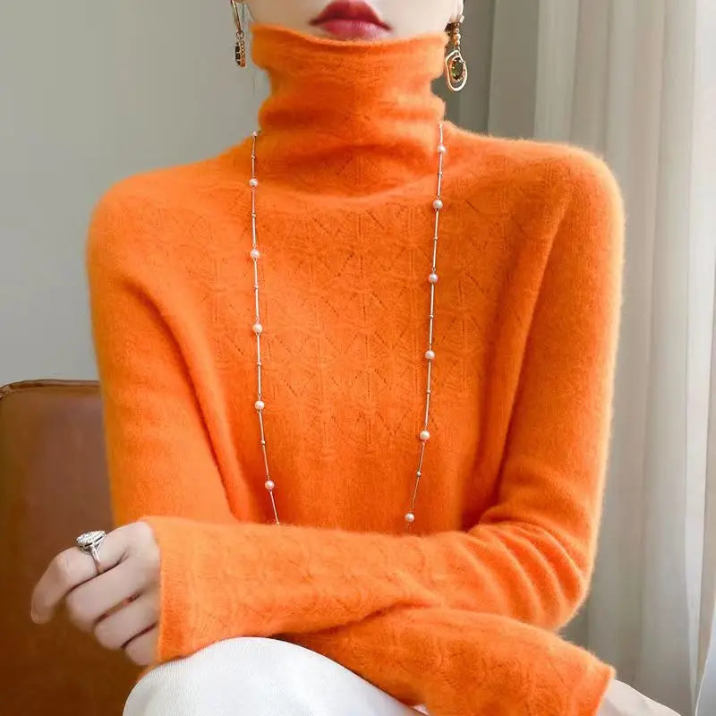 Gemusterter Rollkragenpullover für Damen
