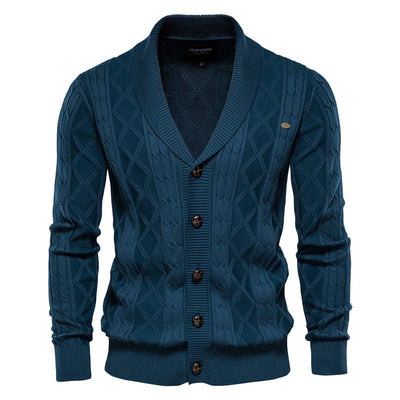 Strickjacke mit V-Ausschnitt und Zopfmuster für Herren