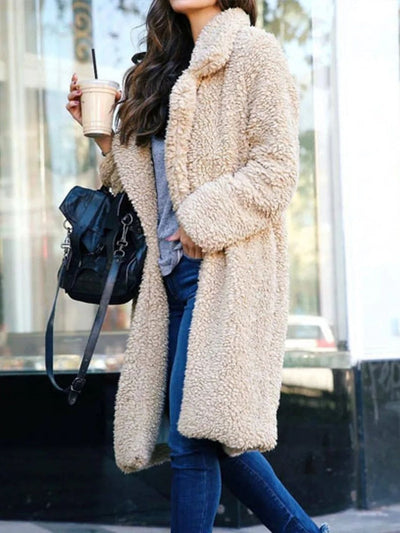 Lange Flauschige Winterjacke für Frauen