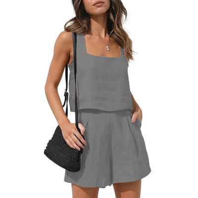 Cassie Sommerlicher Zweiteiler | Modernes ärmelloses Oberteil weite Shorts Sommer Set