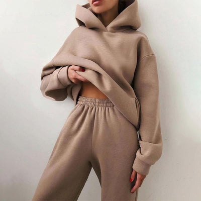 Zweiteiler für Damen - Leichtes Twin-Set mit Kapuzenpullover und Jogger für den Sommer