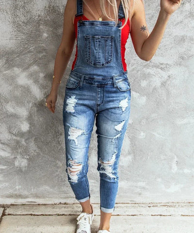 Amanda Sommer-Denim-Romper | Stylischer, moderner Jeans-Romper für Damen mit Löchern