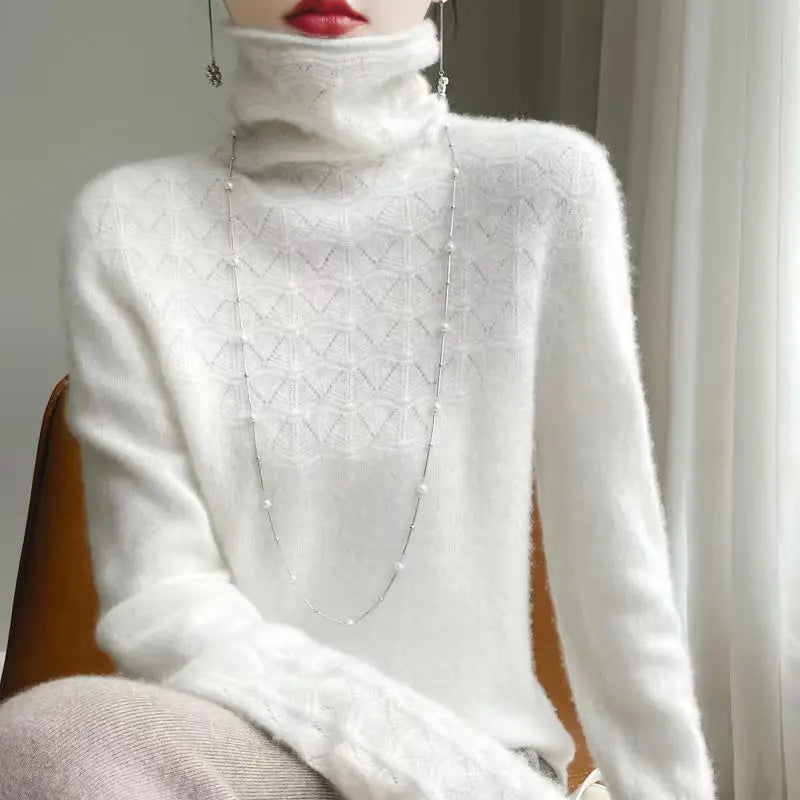 Gemusterter Rollkragenpullover für Damen