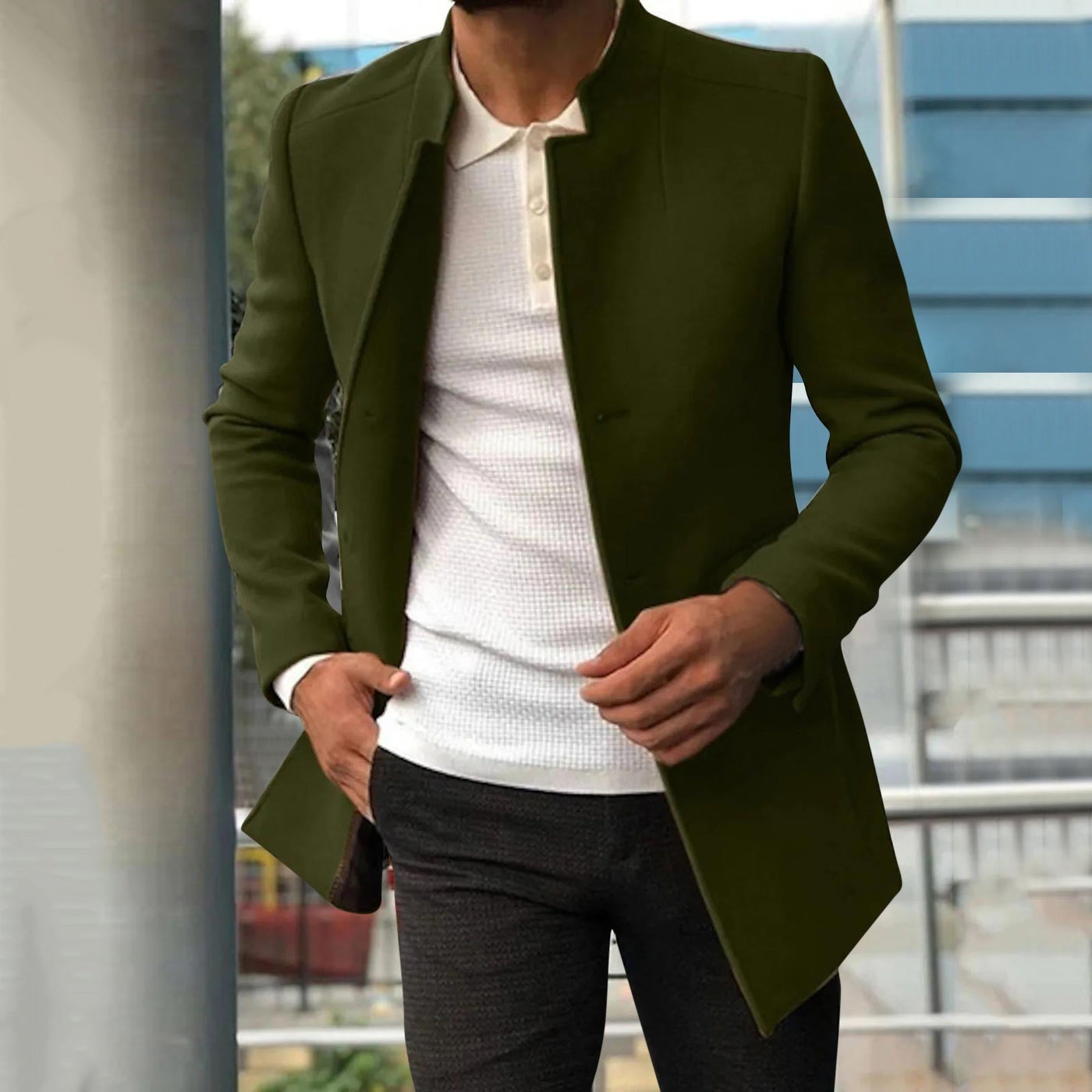 Eleganter unifarbener Mantel für Männer