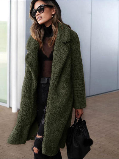 Lange Flauschige Winterjacke für Frauen