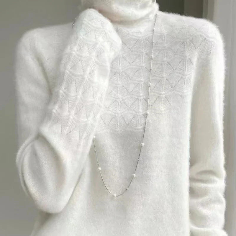 Gemusterter Rollkragenpullover für Damen