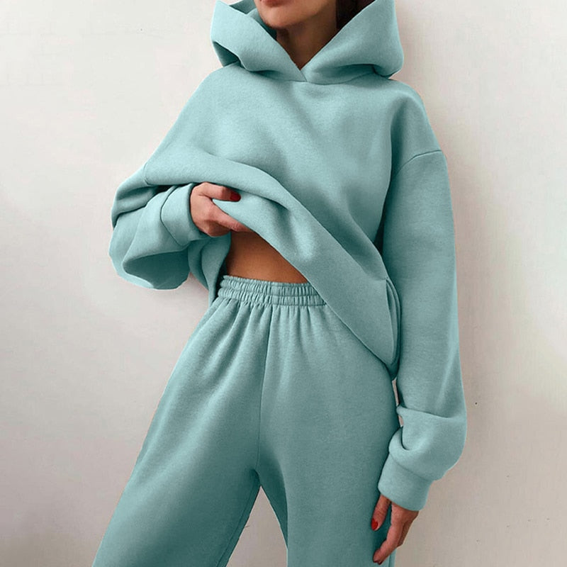 Zweiteiler für Damen - Leichtes Twin-Set mit Kapuzenpullover und Jogger für den Sommer