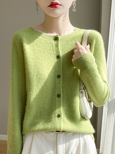 Gekürzte Strickjacke mit Knopfleiste für Frauen