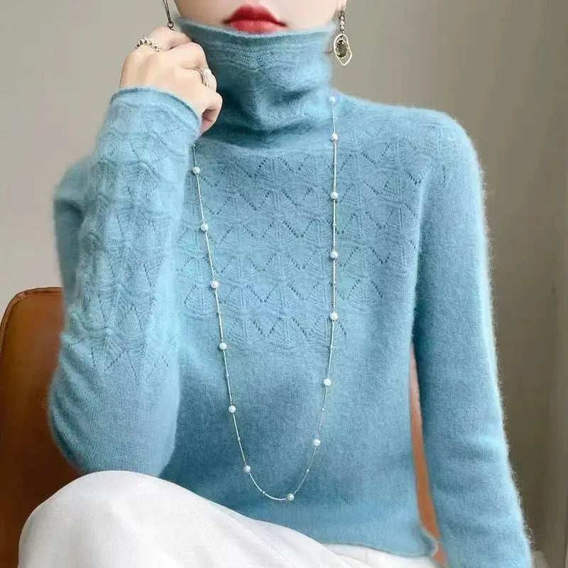 Gemusterter Rollkragenpullover für Damen