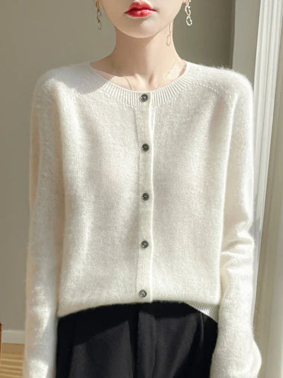 Gekürzte Strickjacke mit Knopfleiste für Frauen