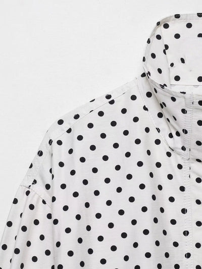 Dotty | Leichte Polka-Dot-Jacke mit Stehkragen &amp; Kordelzug